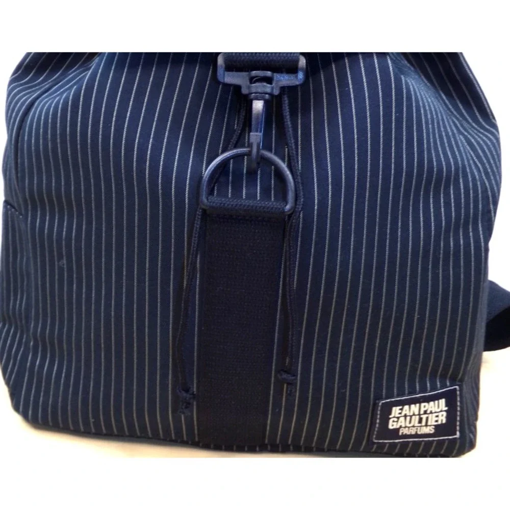 Jean Paul Gaultier Parfums‎ Rucksack Backpack Navy Blue Pin Stripe